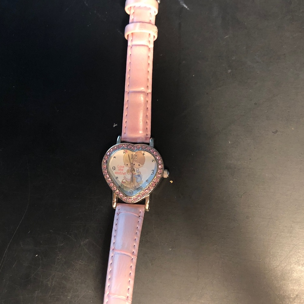 Precious Moments Pink Heart Crystal Kids Watch